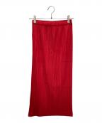 PLEATS PLEASEプリーツプリーズ）の古着「タイトプリーツスカート」｜レッド