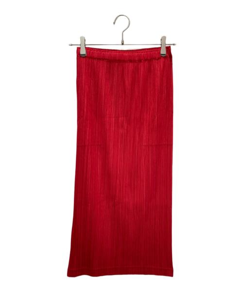 PLEATS PLEASE（プリーツプリーズ）PLEATS PLEASE (プリーツプリーズ) タイトプリーツスカート レッド サイズ:3の古着・服飾アイテム