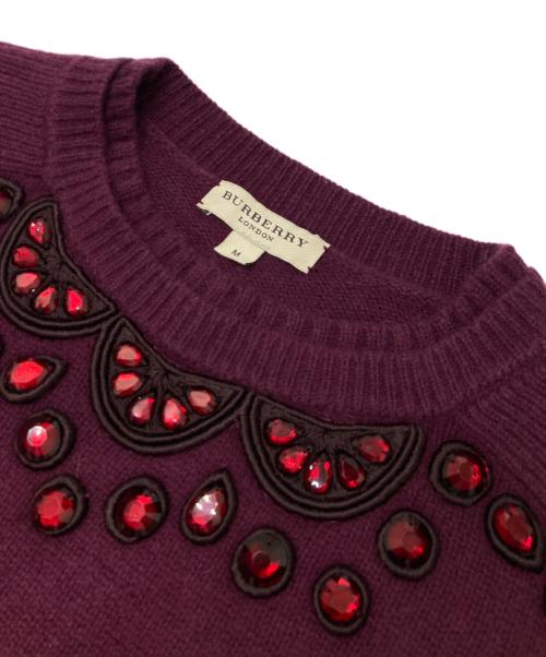 BURBERRY LONDON（バーバリーロンドン）BURBERRY LONDON (バーバリーロンドン) ビジューニット パープル サイズ:Mの古着・服飾アイテム