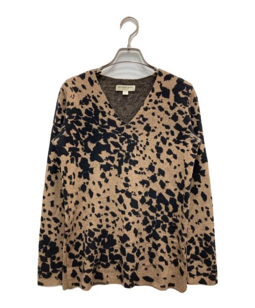 BURBERRY LONDON（バーバリーロンドン）BURBERRY LONDON (バーバリーロンドン) 総柄Vネックニット ブラウン サイズ:Sの古着・服飾アイテム