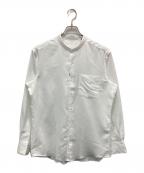 Aquascutumアクアスキュータム）の古着「ブラッシュドツイルバンドカラーシャツ」｜ホワイト