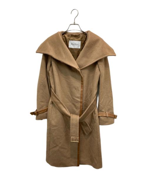 MaxMara（マックスマーラ）MaxMara (マックスマーラ) キャメル レザーパイピングコート ベージュ サイズ:36の古着・服飾アイテム