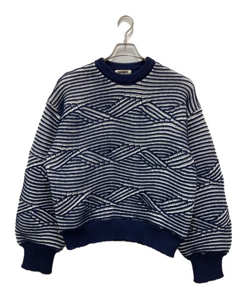 NKNIT（ンニット）NKNIT (ンニット) ケーブルニット ネイビー サイズ:不明(実寸参照)の古着・服飾アイテム