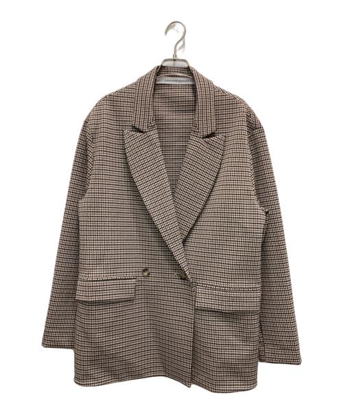 COGTHEBIGSMOKE（コグザビッグスモーク）COGTHEBIGSMOKE (コグザビッグスモーク) 千鳥柄テーラードジャケット ベージュ サイズ:不明(実寸参照)の古着・服飾アイテム