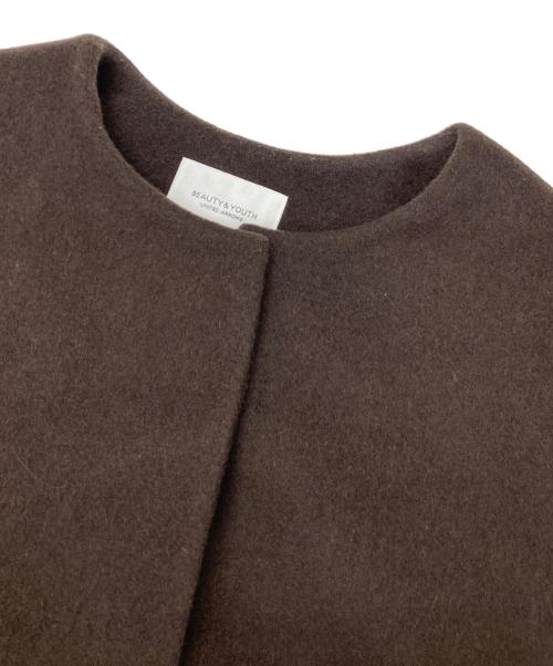 BEAUTY&YOUTH（ビューティーアンドユース）BEAUTY&YOUTH (ビューティーアンドユース) MANTECOノーカラーベルトロングコート ブラウン サイズ:Mの古着・服飾アイテム