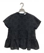 BALLSEYボールジィ）の古着「サークルフラワーエンブロイダリー ティアードブラウス」｜ブラック