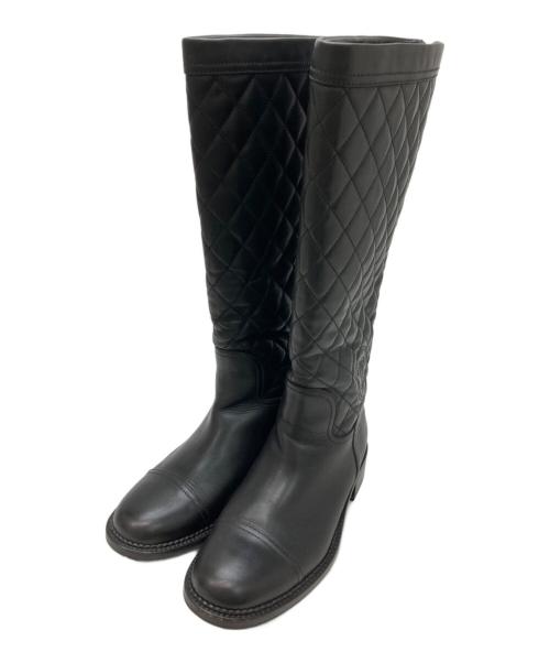 CHANEL（シャネル）CHANEL (シャネル) ココマークマトラッセロングブーツ ブラック サイズ:38の古着・服飾アイテム