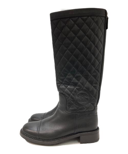 CHANEL（シャネル）CHANEL (シャネル) ココマークマトラッセロングブーツ ブラック サイズ:38の古着・服飾アイテム