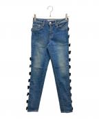 Tu es mon TRESORトゥ エ モン トレゾア）の古着「リボンデニムパンツ」｜ブルー