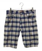 COMME des GARCONS JUNYA WATANABE MAN×LEVI'Sコム デ ギャルソン ジュンヤ ワタナベ マン×リーバイス）の古着「チェックハーフパンツ」｜ベージュ×ネイビー