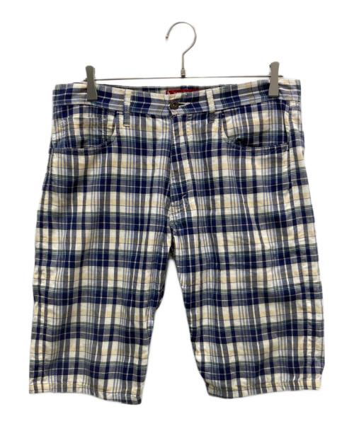 COMME des GARCONS JUNYA WATANABE MAN（コム デ ギャルソン ジュンヤ ワタナベ マン）COMME des GARCONS JUNYA WATANABE MAN (コム デ ギャルソン ジュンヤ ワタナベ マン) LEVI'S (リーバイス) チェックハーフパンツ ベージュ×ネイビー サイズ:SSの古着・服飾アイテム