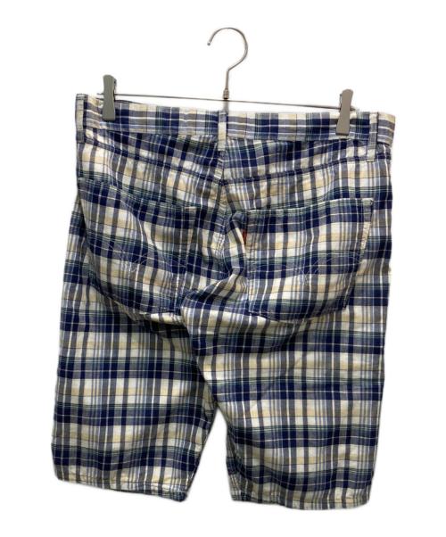 COMME des GARCONS JUNYA WATANABE MAN（コム デ ギャルソン ジュンヤ ワタナベ マン）COMME des GARCONS JUNYA WATANABE MAN (コム デ ギャルソン ジュンヤ ワタナベ マン) LEVI'S (リーバイス) チェックハーフパンツ ベージュ×ネイビー サイズ:SSの古着・服飾アイテム