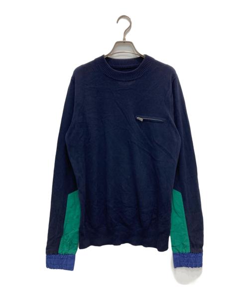 sacai（サカイ）sacai (サカイ) Cotton Knit PULLOVER ネイビー サイズ:Mの古着・服飾アイテム