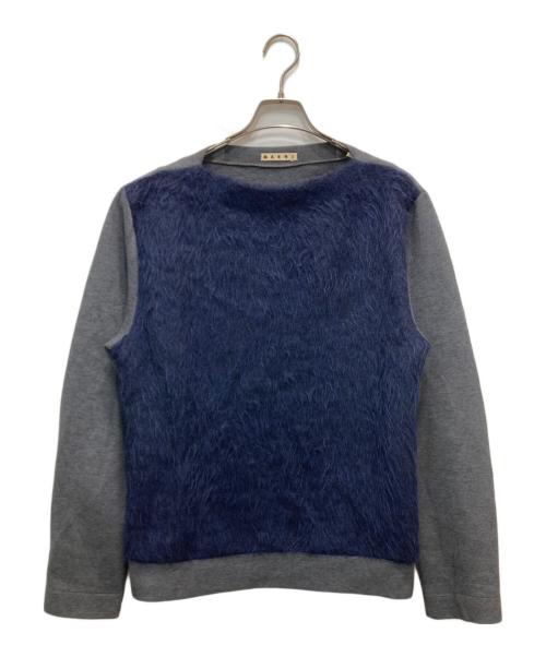 MARNI（マルニ）MARNI (マルニ) ファーパネルニット ネイビー サイズ:46の古着・服飾アイテム
