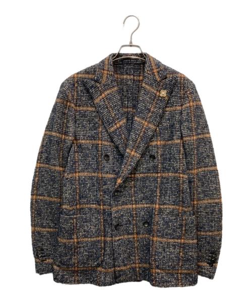 LARDINI（ラルディーニ）LARDINI (ラルディーニ) モヘヤ混ツイードダブルジャケット ブラウン サイズ:48の古着・服飾アイテム
