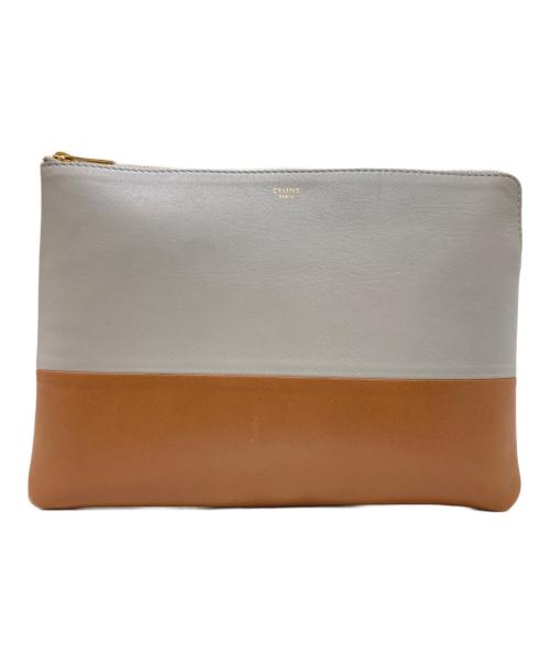 CELINE（セリーヌ）CELINE (セリーヌ) クラッチバッグ グレー×ブラウンの古着・服飾アイテム