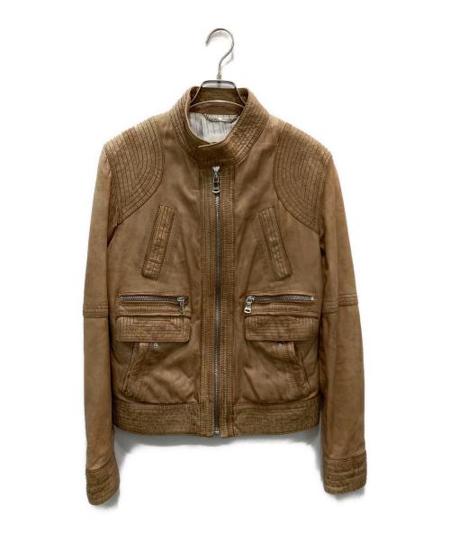 D&G（ディーアンドジー）D&G (ディーアンドジー) レザージャケット ブラウン サイズ:48の古着・服飾アイテム