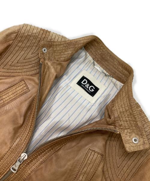 D&G（ディーアンドジー）D&G (ディーアンドジー) レザージャケット ブラウン サイズ:48の古着・服飾アイテム