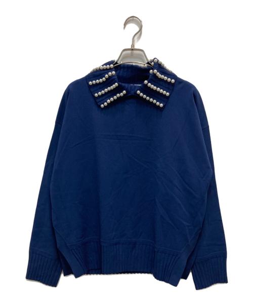 MUVEIL（ミュベール）MUVEIL (ミュベール) パール衿プルオーバー ネイビー サイズ:38 未使用品の古着・服飾アイテム