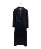 L`AUBE BLANCローブ ブラン）の古着「ベルテッドチェスターコート」｜ブラック