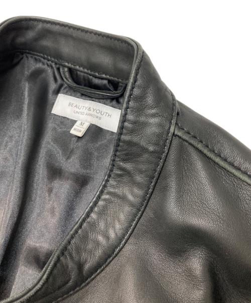 BEAUTY&YOUTH（ビューティーアンドユース）BEAUTY&YOUTH (ビューティーアンドユース) シープ セミダブル ライダースジャケット ブラック サイズ:Mの古着・服飾アイテム