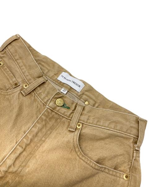 Tu es mon TRESOR（トゥ エ モン トレゾア）Tu es mon TRESOR (トゥ エ モン トレゾア) シンチバックデニムパンツ ブラウン サイズ:27の古着・服飾アイテム