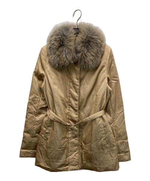 Aquascutum（アクアスキュータム）Aquascutum (アクアスキュータム) フォックスファー付ダウンコート ブラウン サイズ:8の古着・服飾アイテム