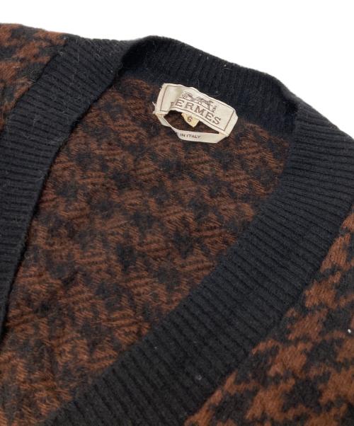 HERMES（エルメス）HERMES (エルメス) ハウンドトゥースカーディガン ブラウン サイズ:Sの古着・服飾アイテム
