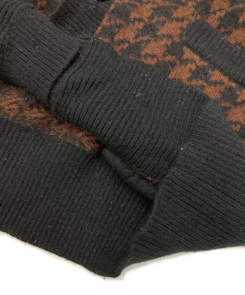 HERMES（エルメス）HERMES (エルメス) ハウンドトゥースカーディガン ブラウン サイズ:Sの古着・服飾アイテム