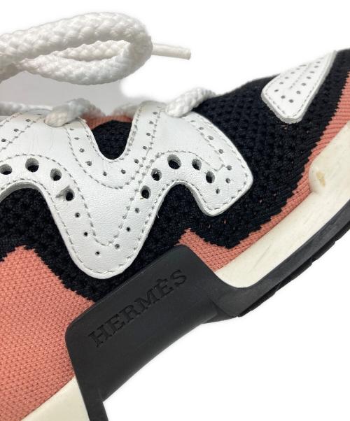 HERMES（エルメス）HERMES (エルメス) アクション バイカラーニット ハイライズスニーカー ピンク サイズ:36の古着・服飾アイテム