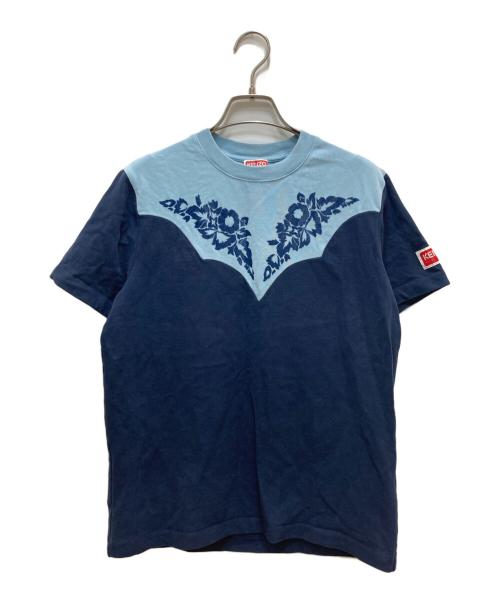 KENZO（ケンゾー）KENZO (ケンゾー) ウエスタンフラワーTシャツ ネイビー×ブルー サイズ:XSの古着・服飾アイテム