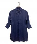 Y'sワイズ）の古着「リネンロングシャツ」｜ネイビー