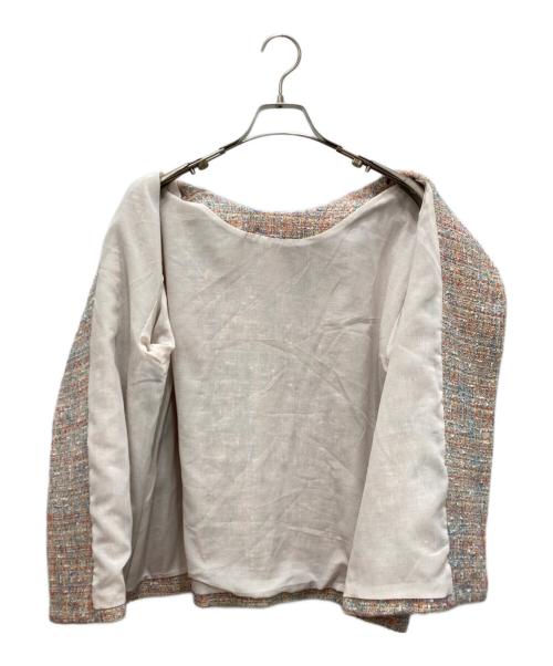 BEARDSLEY（ビアズリー）BEARDSLEY (ビアズリー) ノーカラーツイードジャケット ピンク サイズ:FREEの古着・服飾アイテム