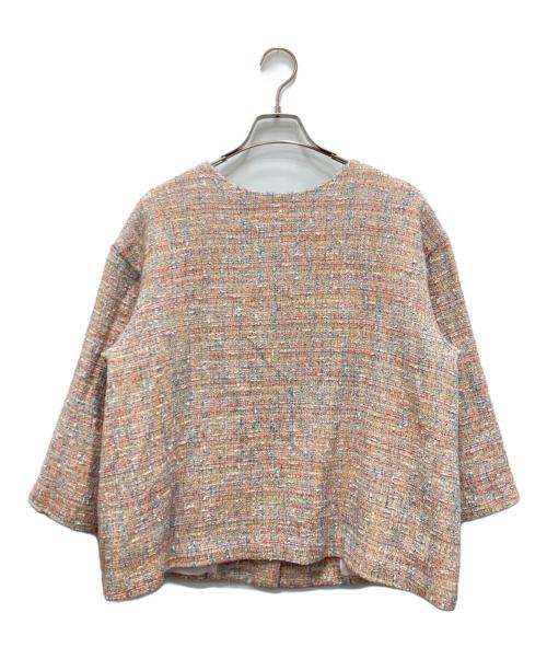 BEARDSLEY（ビアズリー）BEARDSLEY (ビアズリー) ノーカラーツイードジャケット ピンク サイズ:FREEの古着・服飾アイテム
