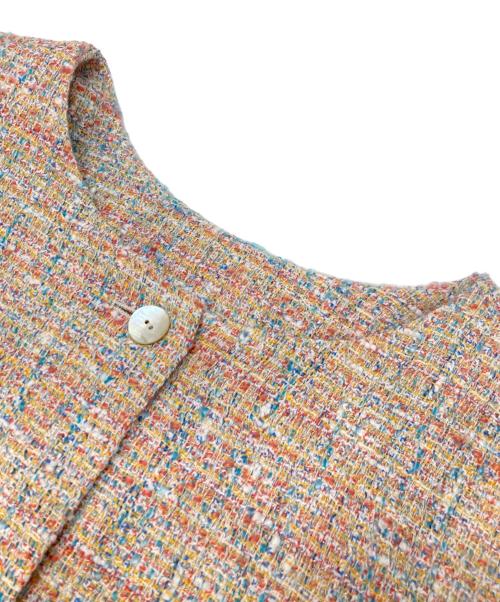 BEARDSLEY（ビアズリー）BEARDSLEY (ビアズリー) ノーカラーツイードジャケット ピンク サイズ:FREEの古着・服飾アイテム