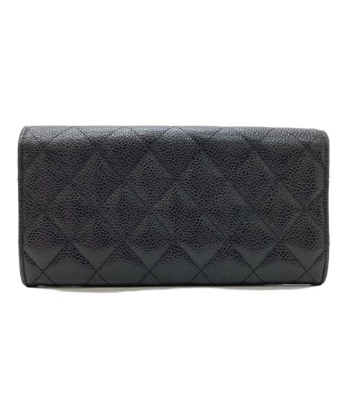 CHANEL（シャネル）CHANEL (シャネル) キャビアスキンココマークロングウォレット ブラックの古着・服飾アイテム