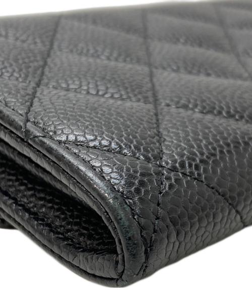 CHANEL（シャネル）CHANEL (シャネル) キャビアスキンココマークロングウォレット ブラックの古着・服飾アイテム