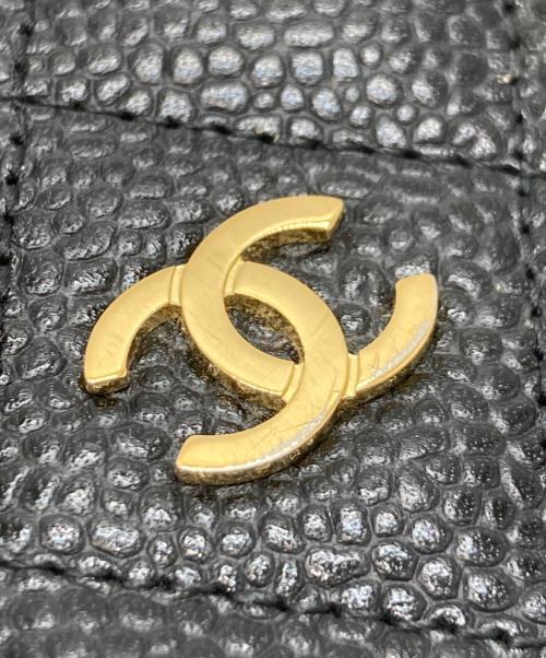 CHANEL（シャネル）CHANEL (シャネル) キャビアスキンココマークロングウォレット ブラックの古着・服飾アイテム