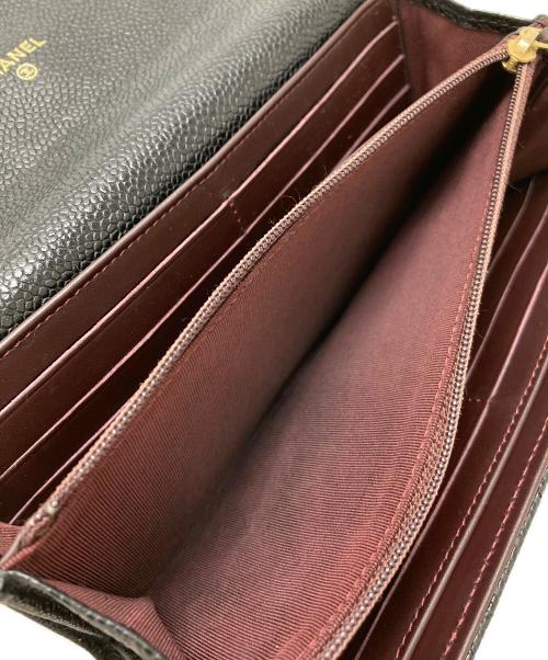CHANEL（シャネル）CHANEL (シャネル) キャビアスキンココマークロングウォレット ブラックの古着・服飾アイテム