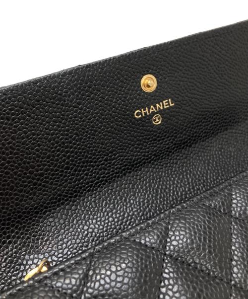 CHANEL（シャネル）CHANEL (シャネル) キャビアスキンココマークロングウォレット ブラックの古着・服飾アイテム