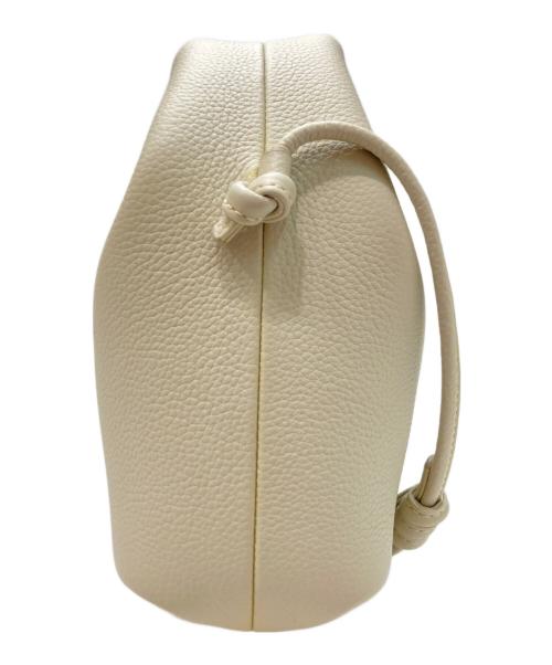 POLENE（ポレーヌ）POLENE (ポレーヌ) BERI フルグレインテクスチャードカーフレザーショルダーバッグ ホワイトの古着・服飾アイテム