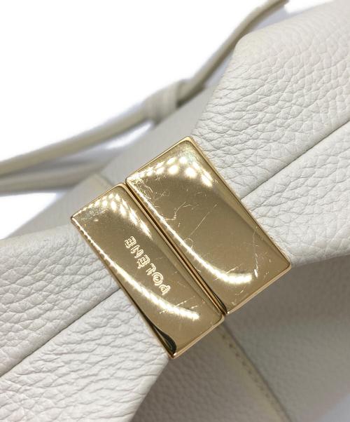 POLENE（ポレーヌ）POLENE (ポレーヌ) BERI フルグレインテクスチャードカーフレザーショルダーバッグ ホワイトの古着・服飾アイテム