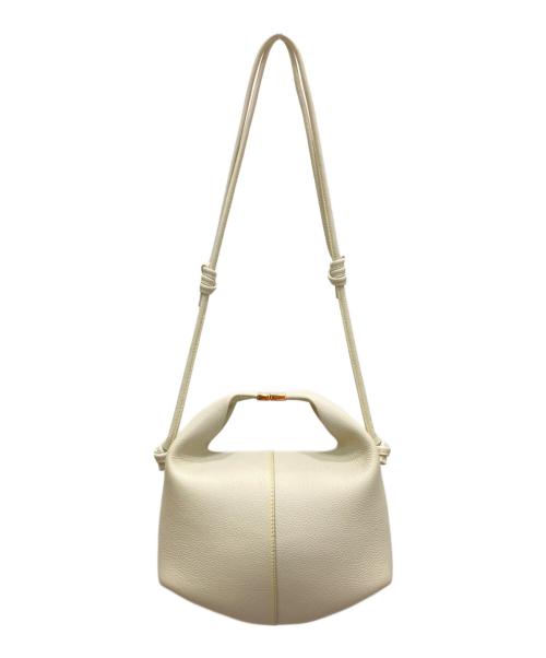 POLENE（ポレーヌ）POLENE (ポレーヌ) BERI フルグレインテクスチャードカーフレザーショルダーバッグ ホワイトの古着・服飾アイテム