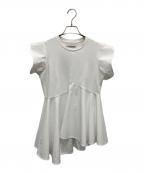 Adam et Ropeアダム エ ロペ）の古着「フリルペプラムカットソー」｜ホワイト