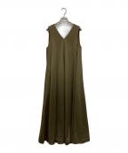 CABANキャバン）の古着「キュプラポリエステルスムース Vネックワンピース」｜カーキ