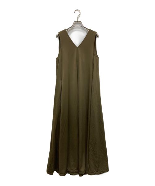 CABAN（キャバン）CABAN (キャバン) キュプラポリエステルスムース Vネックワンピース カーキ サイズ:FREEの古着・服飾アイテム