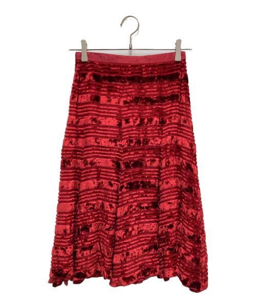 LOUIS VUITTON（ルイ ヴィトン）LOUIS VUITTON (ルイ ヴィトン) ベロアスカート レッド サイズ:36の古着・服飾アイテム