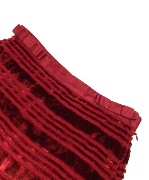 LOUIS VUITTON（ルイ ヴィトン）LOUIS VUITTON (ルイ ヴィトン) ベロアスカート レッド サイズ:36の古着・服飾アイテム