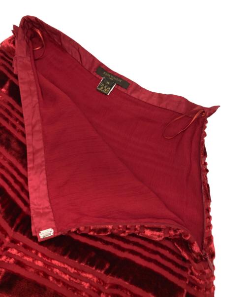 LOUIS VUITTON（ルイ ヴィトン）LOUIS VUITTON (ルイ ヴィトン) ベロアスカート レッド サイズ:36の古着・服飾アイテム