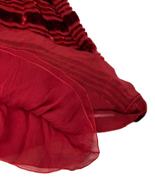 LOUIS VUITTON（ルイ ヴィトン）LOUIS VUITTON (ルイ ヴィトン) ベロアスカート レッド サイズ:36の古着・服飾アイテム